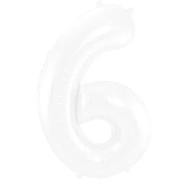 Cijfer Ballon Wit 6 - 86cm