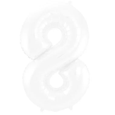 Cijfer Ballon Wit 8 - 86cm