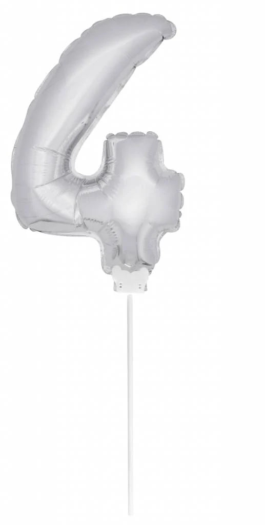 Cijfer Ballon Zilver 4 - 36cm