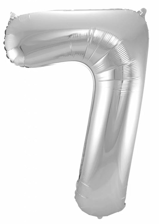 Cijfer Ballon Zilver 7 - 86cm