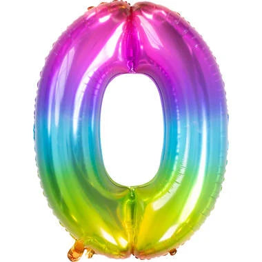 Cijferballon Rainbow Cijfer 0 - 81 cm
