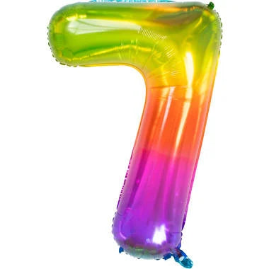 Cijferballon Rainbow Cijfer 7 - 81 cm