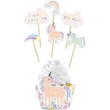 Cupcake Decoratie Unicorn & Rainbows - 12 stuks