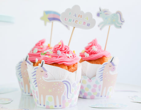 Cupcake Decoratie Unicorn & Rainbows - 12 stuks