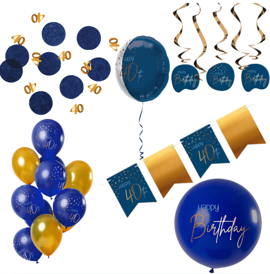 Deluxe Feestpakket 40 Jaar Blauw