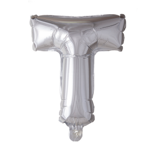 Letter Ballon T Zilver - 41cm