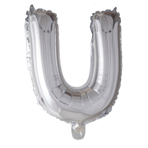 Letter Ballon U Zilver - 41cm