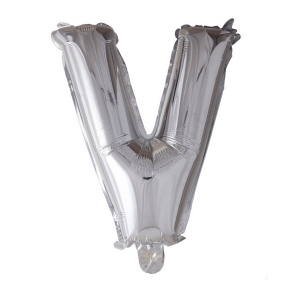 Letter Ballon V Zilver - 41cm