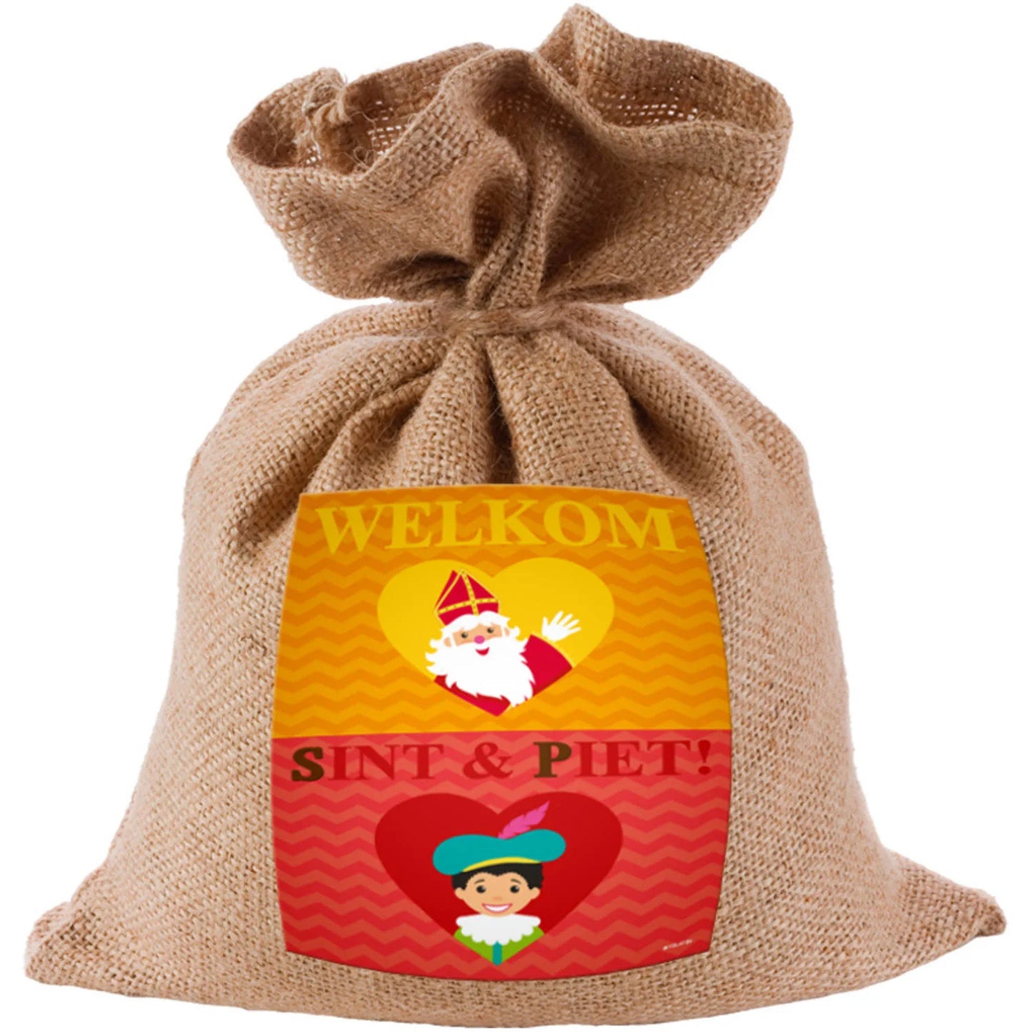 Sint en Piet Linnen Zak - 18x25cm