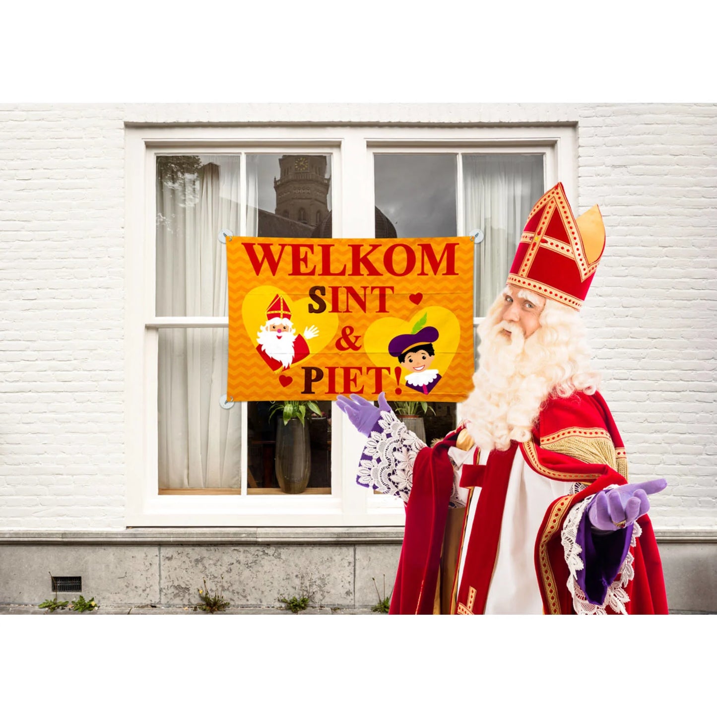 Sint en Piet Raamvlag - 90x60cm
