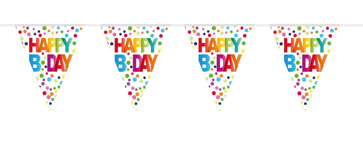 Vlaggenlijn Happy Bday - 10 meter