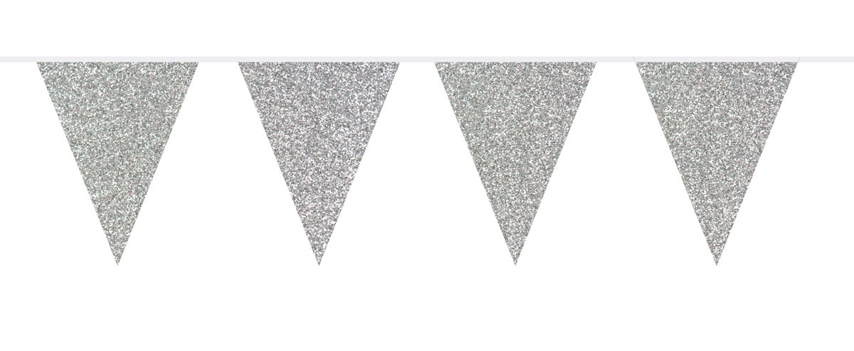 Vlaggenlijn Zilver Glitter - 6 meter